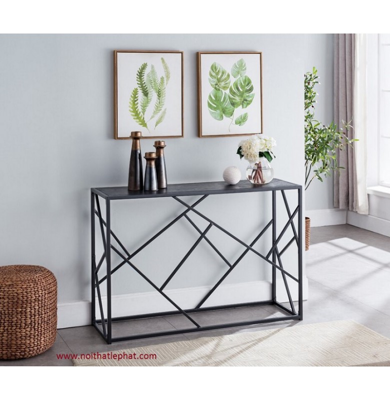 BÀN CONSOLE_14 KHUNG THÉP SƠN TĨNH ĐIỆN - MẶT GỖ.