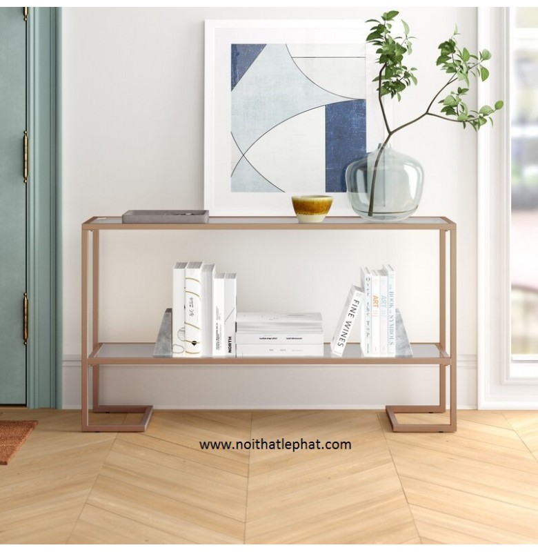 BÀN CONSOLE_39 KUHNG THÉP SƠN TĨNH ĐIỆN - MẶT KÍNH TRONG.