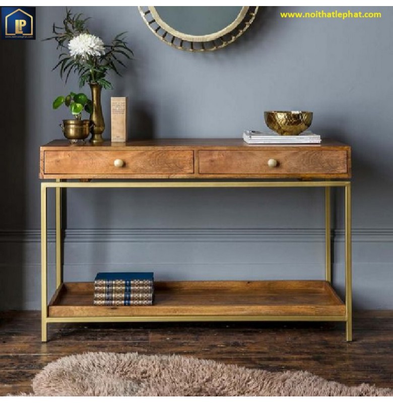 BÀN CONSOLE KHuNG SẮT MẶT GỖ 2 HỘC KÉO//CONSOLE - 42