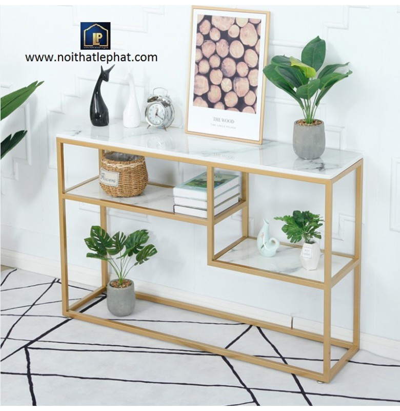 BÀN CONSOLE KHUNG THÉP 3 TẦNG SANG TRỌNG - MẶT ĐÁ MARBLE CAO CẤP//CONSOLE_28