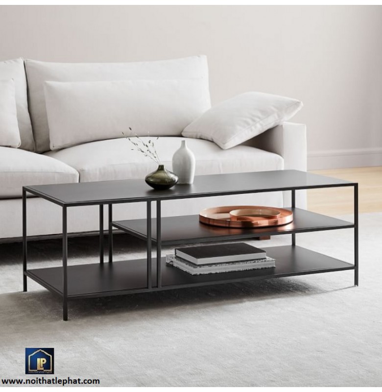 BÀN SOFA CHỮ NHẬT HIỆN ĐẠI, KHUNG THÉP MẶT GỖ 3 TẦNG. BSF_30