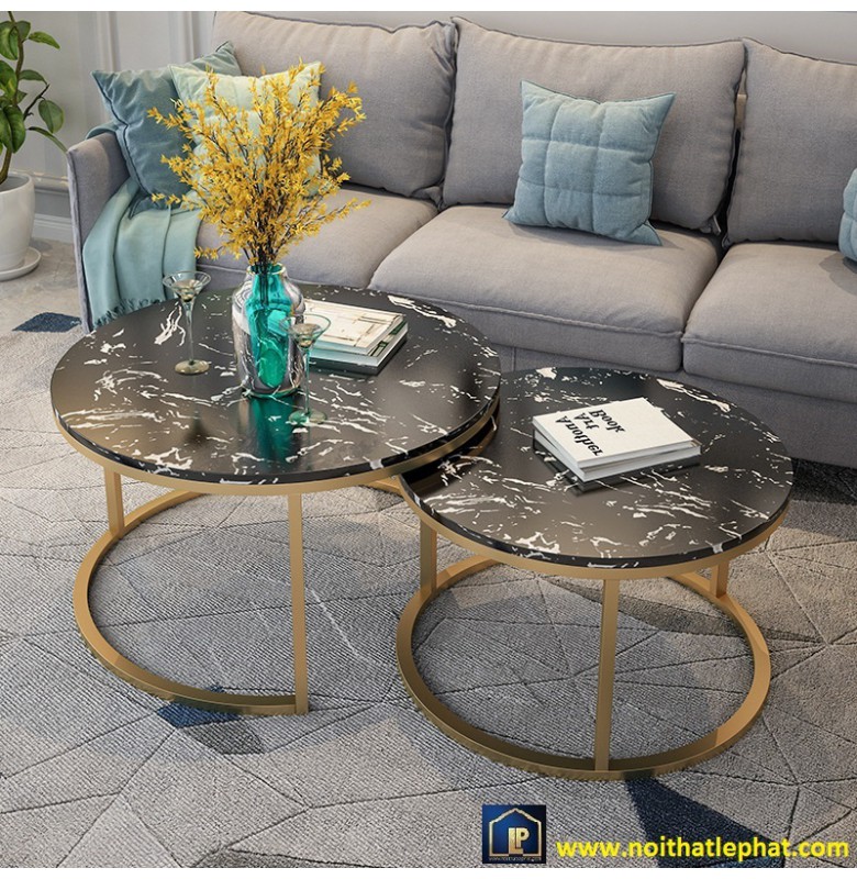 BÀN SOFA TRÒN-BÀN TRÀ TRÒN ĐÔI CHÂN SẮT ĐÁ MARBLE//BSF_47