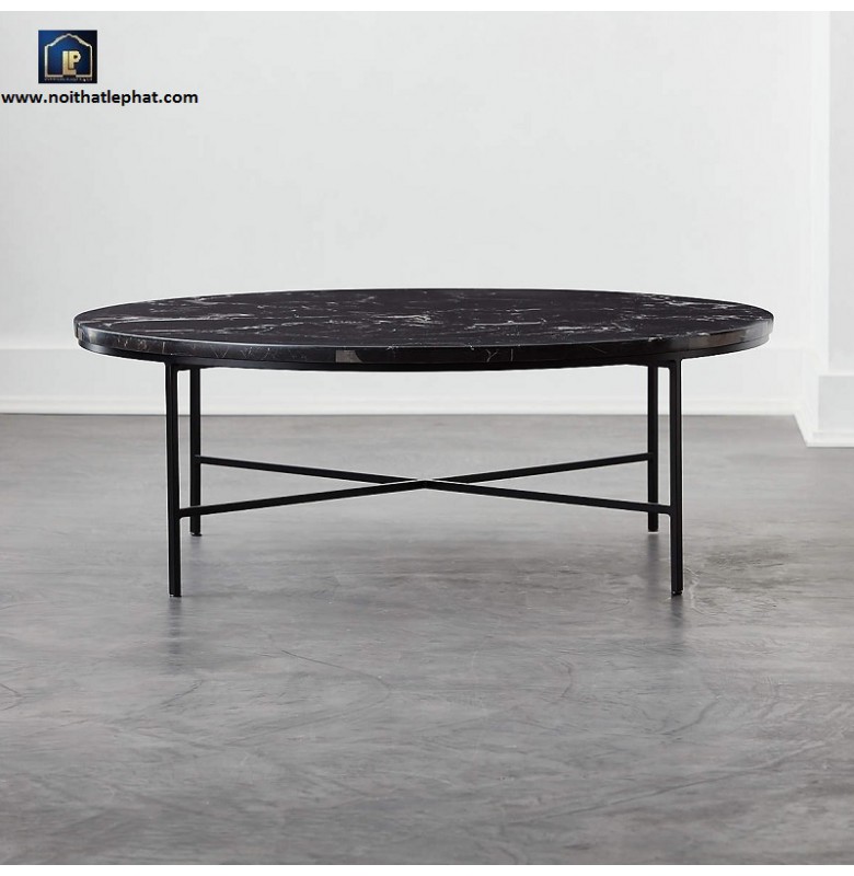 Bàn Sofa Tròn Mặt Đá Marble, Chân Thép Sơn Tĩnh Điện.//BSF_67