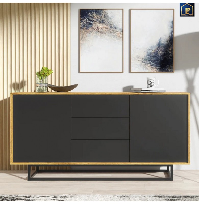 TLP_22. Tủ Buffet, Tủ Sideboard Gỗ Cao Cấp Gồm 3 Ngăn Hộc Kéo Và 2 Cửa Mở.