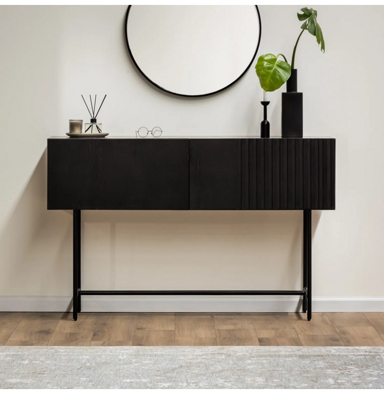 Console_92. Bàn console gỗ veneer sồi có 2 ngăn hộc kéo 