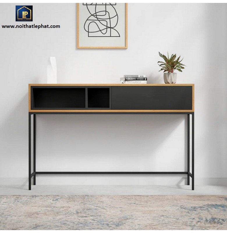 Console_93.Bàn Console gỗ 1 ngăn hộc kéo và chân kim loại.