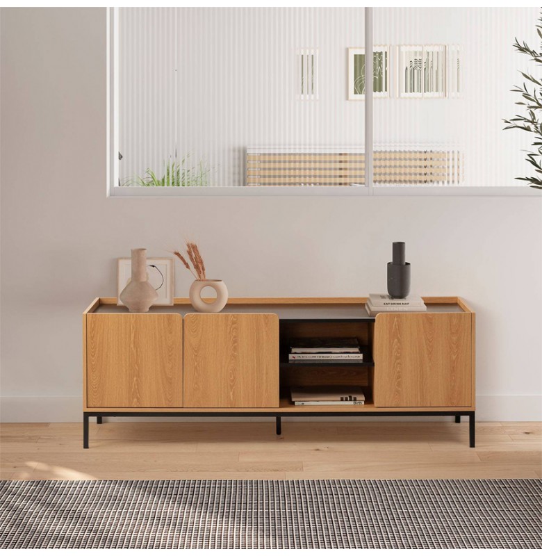 TV_44. Kệ Tivi 160cm Gỗ Công Nghiệp Chống Ẩm, Cánh Cửa Bo Cong Các Góc.