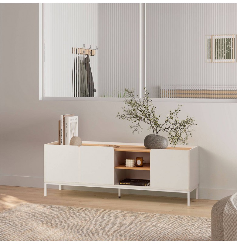 TV_45. Kệ Tivi 160cm Gỗ Công Nghiệp Chống Ẩm, Cánh Cửa Bo Cong Các Góc.